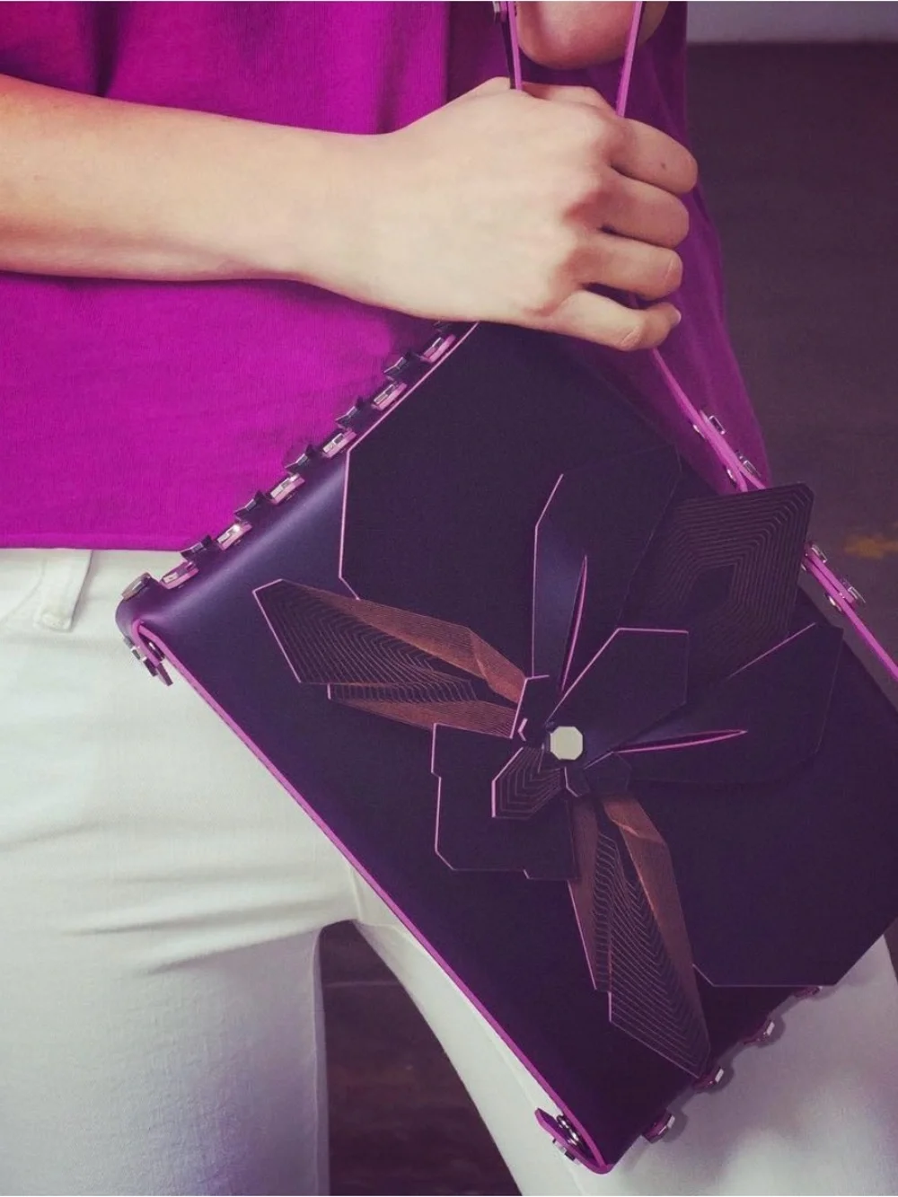 N.O.N.MEMNER Black & Pink leather ORCHID Bag